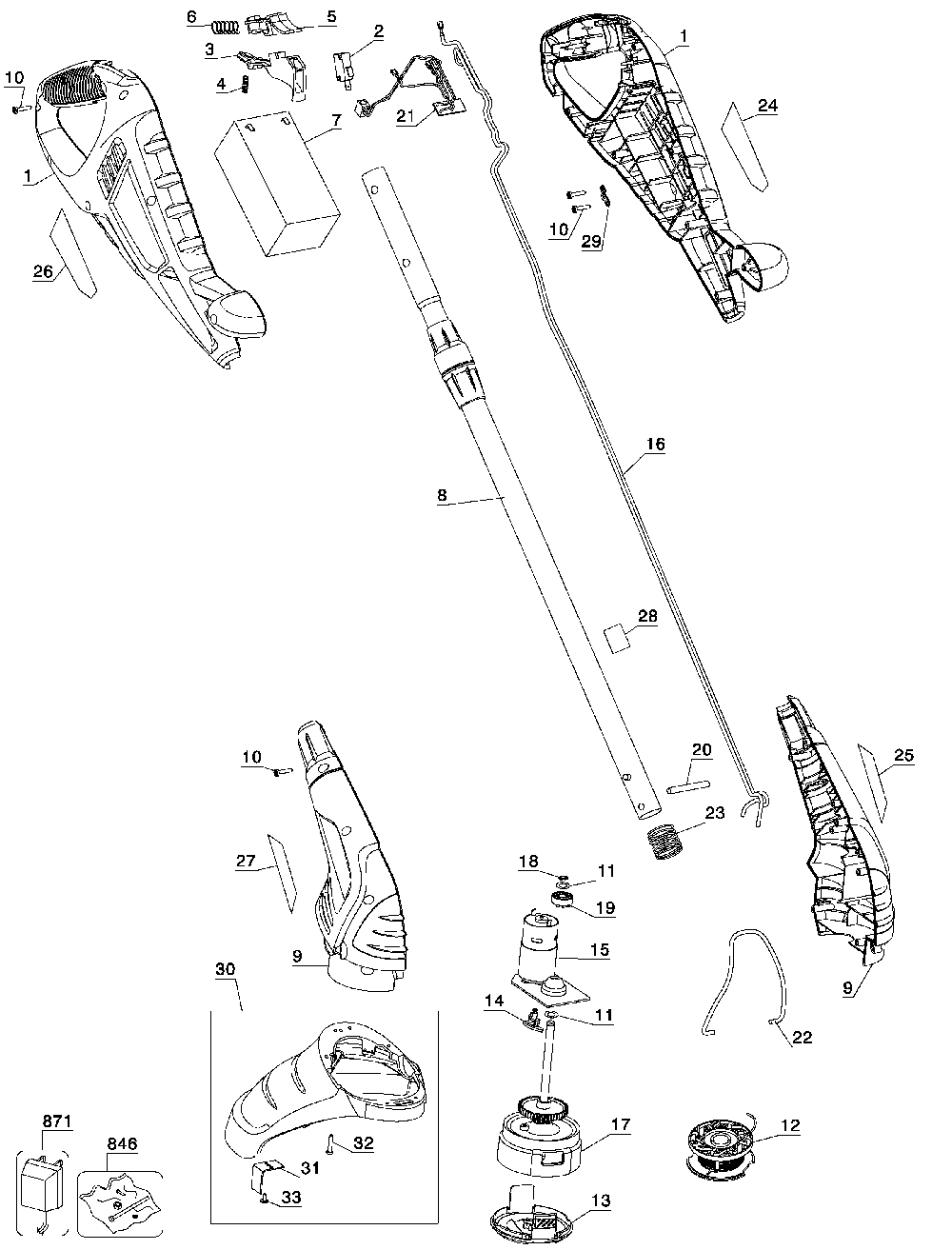 Page A Diagram and Parts List for CST1200 Type 2 Black and Decker Trimmer